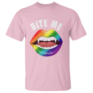 Vampire Gay T Shirt Bite Me Funny Halloween Spooky LGBT TS09 Light Pink Print Your Wear