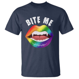 Vampire Gay T Shirt Bite Me Funny Halloween Spooky LGBT TS09 Navy Print Your Wear