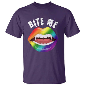 Vampire Gay T Shirt Bite Me Funny Halloween Spooky LGBT TS09 Purple Print Your Wear