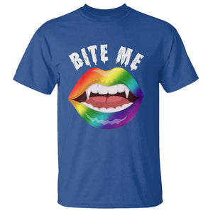 Vampire Gay T Shirt Bite Me Funny Halloween Spooky LGBT TS09 Royal Blue Print Your Wear