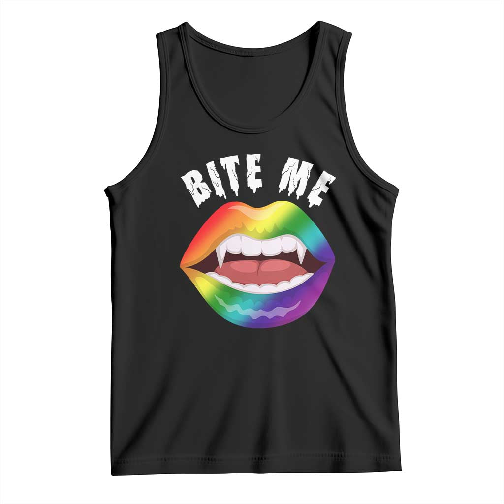 Vampire Gay Tank Top Bite Me Funny Halloween Spooky LGBT TS09 Black Print Your Wear