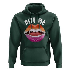 Vampire Lesbian Hoodie Bite Me Funny Halloween Spooky LGBT TS09 Dark Forest Green Print Your Wear