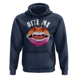 Vampire Lesbian Hoodie Bite Me Funny Halloween Spooky LGBT TS09 Navy Print Your Wear