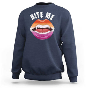 Vampire Lesbian Sweatshirt Bite Me Funny Halloween Spooky LGBT TS09 Navy Print Your Wear