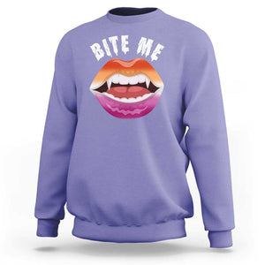 Vampire Lesbian Sweatshirt Bite Me Funny Halloween Spooky LGBT TS09 Violet Print Your Wear