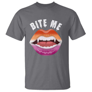 Vampire Lesbian T Shirt Bite Me Funny Halloween Spooky LGBT TS09 Charcoal Print Your Wear