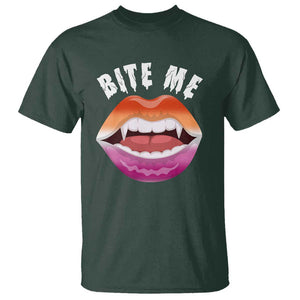 Vampire Lesbian T Shirt Bite Me Funny Halloween Spooky LGBT TS09 Dark Forest Green Print Your Wear