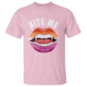 Vampire Lesbian T Shirt Bite Me Funny Halloween Spooky LGBT TS09 Light Pink Print Your Wear