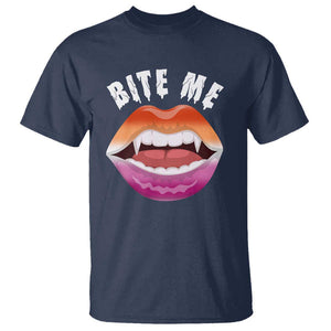 Vampire Lesbian T Shirt Bite Me Funny Halloween Spooky LGBT TS09 Navy Print Your Wear