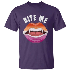 Vampire Lesbian T Shirt Bite Me Funny Halloween Spooky LGBT TS09 Purple Print Your Wear