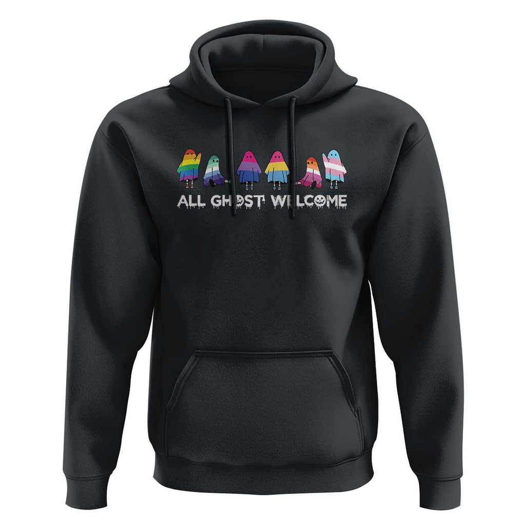 Funny Halloween Hoodie All Ghost Welcome Cute Ghost Rainbow TS09 Black Print Your Wear