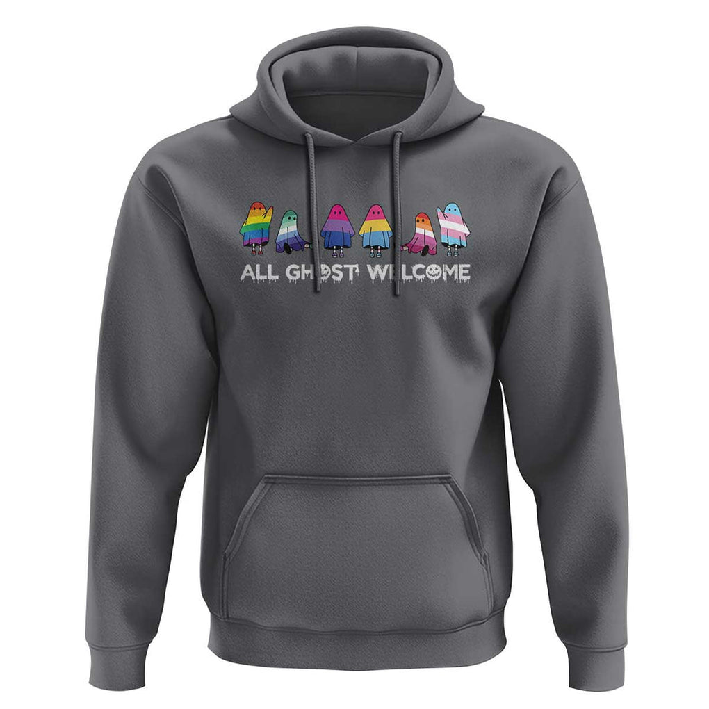 Funny Halloween Hoodie All Ghost Welcome Cute Ghost Rainbow TS09 Charcoal Print Your Wear
