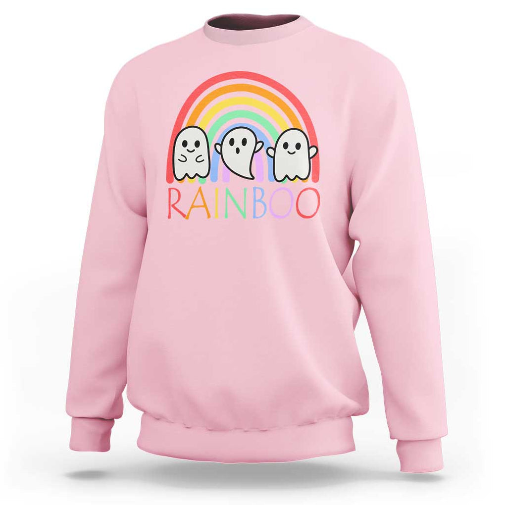 Funny Halloween Sweatshirt Rainboo Cute Ghost Rainbow TS09 Light Pink Print Your Wear