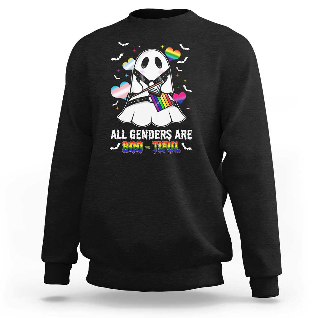 Funny Halloween LGBT Sweatshirt All Genders Are Bootiful Rainbow Flag TS09 Black Print Your Wear