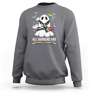 Funny Halloween LGBT Sweatshirt All Genders Are Bootiful Rainbow Flag TS09 Charcoal Print Your Wear