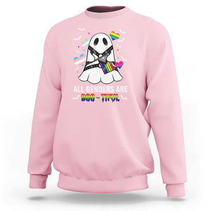 Funny Halloween LGBT Sweatshirt All Genders Are Bootiful Rainbow Flag TS09 Light Pink Print Your Wear