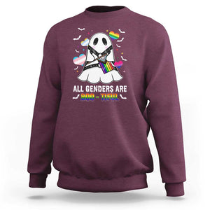 Funny Halloween LGBT Sweatshirt All Genders Are Bootiful Rainbow Flag TS09 Maroon Print Your Wear