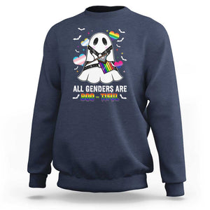 Funny Halloween LGBT Sweatshirt All Genders Are Bootiful Rainbow Flag TS09 Navy Print Your Wear