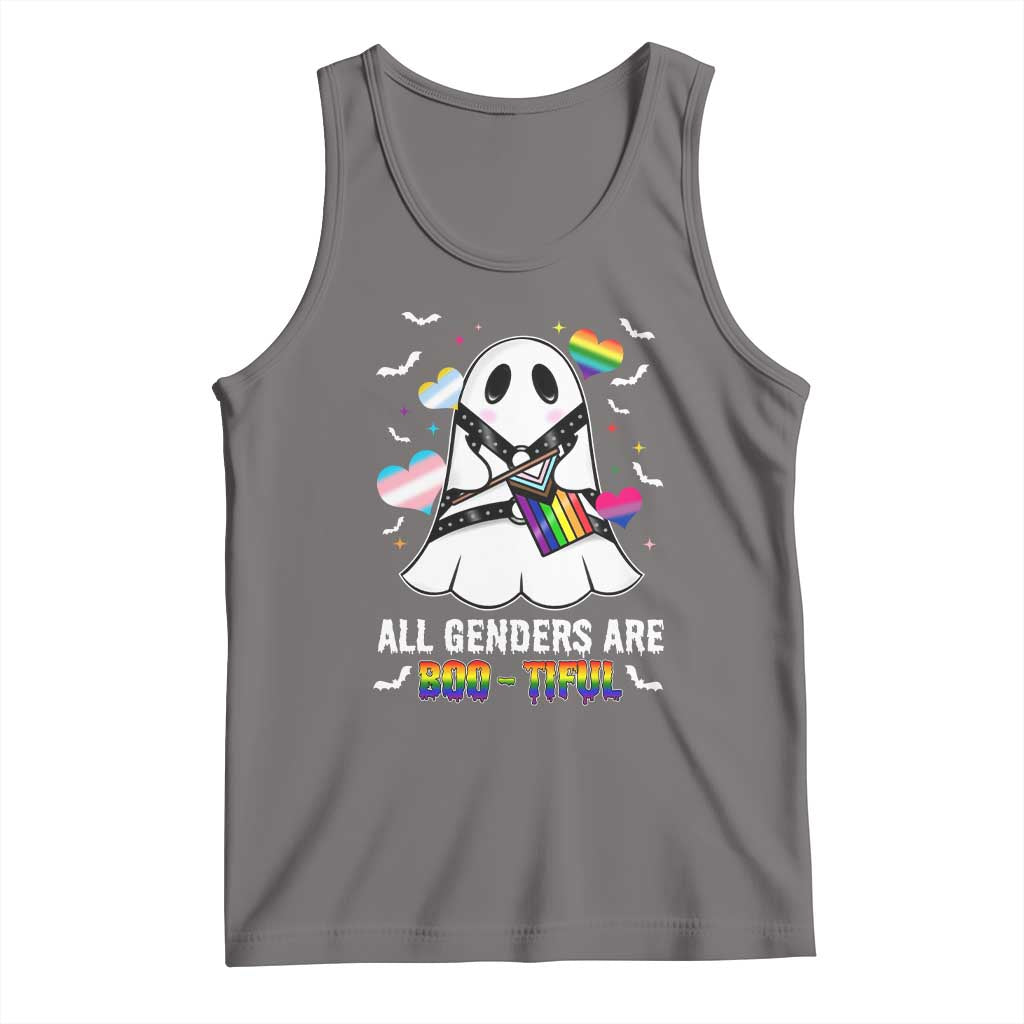 Funny Halloween LGBT Tank Top All Genders Are Bootiful Rainbow Flag TS09 Deep Heather Print Your Wear