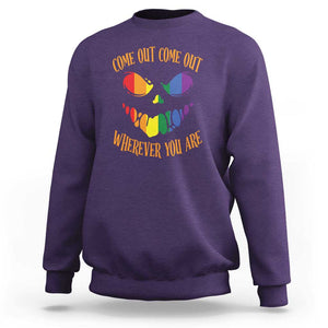 Funny Halloween LGBT Sweatshirt Come Out Wherever You Are TS09 Purple Print Your Wear