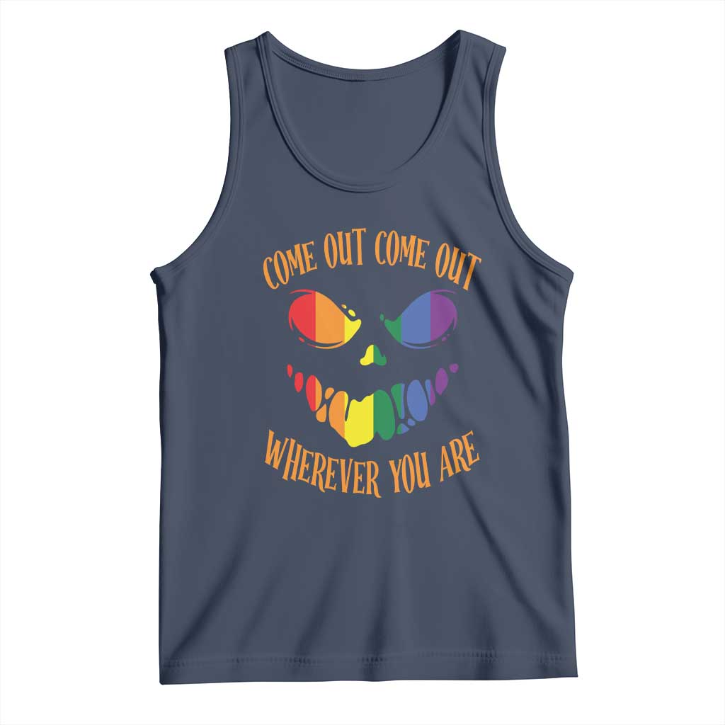 Funny Halloween LGBT Tank Top Come Out Wherever You Are TS09 Navy Print Your Wear
