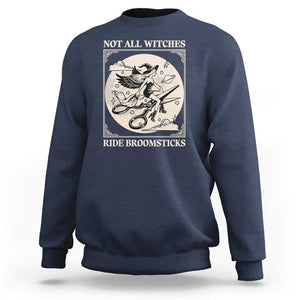 Funny Halloween Lesbian Sweatshirt Some Witches Don't Ride Broomsticks Les Witch TS09 Navy Print Your Wear