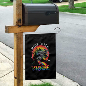 Funny Halloween LGBT Garden Flag Ride With Pride Witch Rainbow Spooky And Pride TS09 Print Your Wear