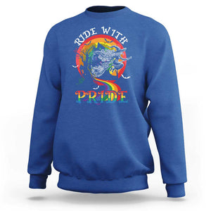 Funny Halloween LGBT Sweatshirt Ride With Pride Witch Rainbow Spooky And Pride TS09 Royal Blue Print Your Wear