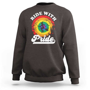 Funny Halloween LGBT Sweatshirt Ride With Pride Witch Rainbow TS09 Dark Chocolate Print Your Wear