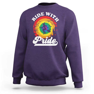 Funny Halloween LGBT Sweatshirt Ride With Pride Witch Rainbow TS09 Purple Print Your Wear