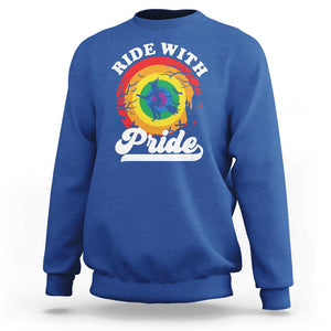 Funny Halloween LGBT Sweatshirt Ride With Pride Witch Rainbow TS09 Royal Blue Print Your Wear