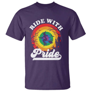 Funny Halloween LGBT T Shirt Ride With Pride Witch Rainbow TS09 Purple Print Your Wear