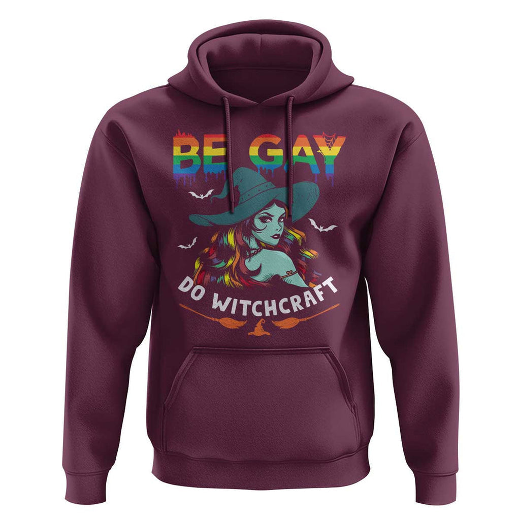 Funny Halloween LGBT Hoodie Be Gay Do Witchcraft Rainbow Witch TS09 Maroon Print Your Wear
