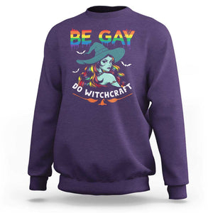 Funny Halloween LGBT Sweatshirt Be Gay Do Witchcraft Rainbow Witch TS09 Purple Print Your Wear