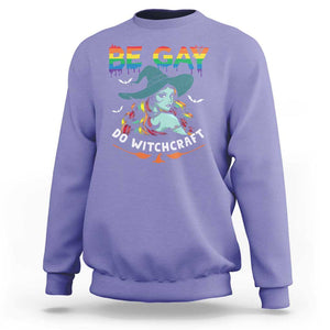 Funny Halloween LGBT Sweatshirt Be Gay Do Witchcraft Rainbow Witch TS09 Violet Print Your Wear