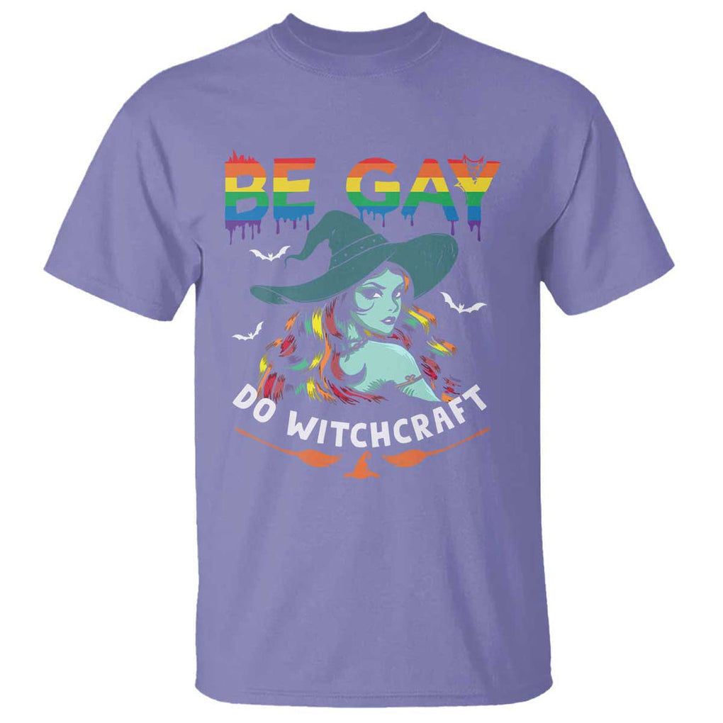 Funny Halloween LGBT T Shirt Be Gay Do Witchcraft Rainbow Witch TS09 Violet Print Your Wear