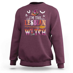 Funny Halloween LGBT Sweatshirt I'm The Lesbian Witch Spooky Season TS09 Maroon Print Your Wear