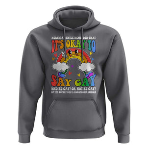 LGBT Ally Hoodie Its Ok To Say Gay Come Out Groovy Rainbow TS09 Charcoal Print Your Wear