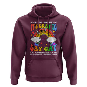 LGBT Ally Hoodie Its Ok To Say Gay Come Out Groovy Rainbow TS09 Maroon Print Your Wear