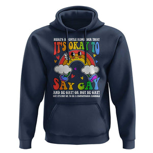 LGBT Ally Hoodie Its Ok To Say Gay Come Out Groovy Rainbow TS09 Navy Print Your Wear