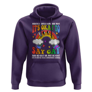 LGBT Ally Hoodie Its Ok To Say Gay Come Out Groovy Rainbow TS09 Purple Print Your Wear