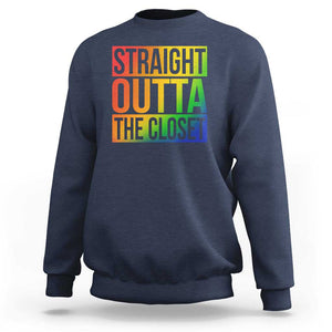 Straight Outta The Closet LGBT Come Out Sweatshirt TS09 Navy Print Your Wear