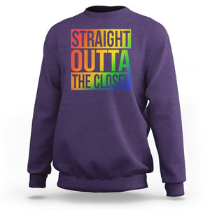 Straight Outta The Closet LGBT Come Out Sweatshirt TS09 Purple Print Your Wear