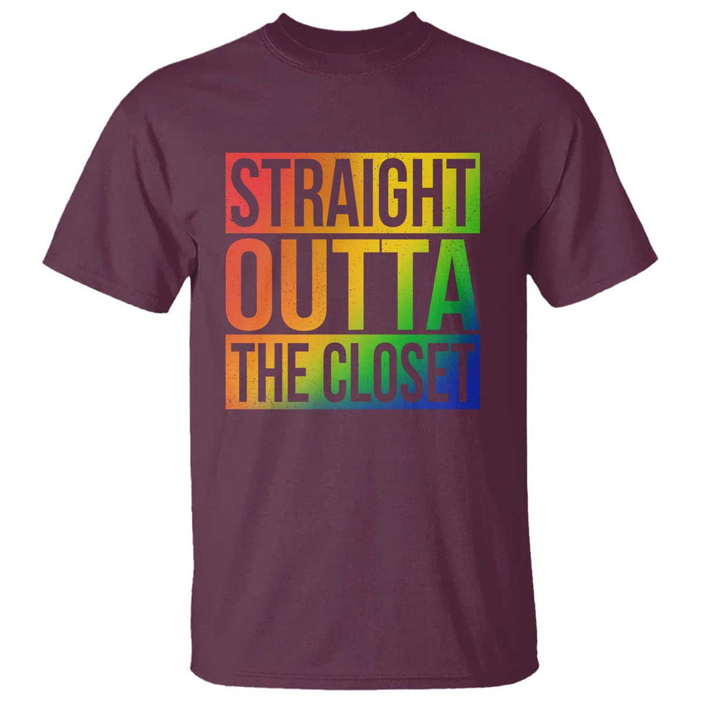 Straight Outta The Closet LGBT Come Out T Shirt TS09 Maroon Print Your Wear