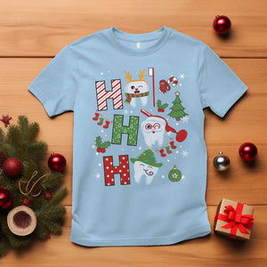 Dentist Christmas Ho Ho Ho Funny Tooth Dental T Shirt TS09 Light Blue Print Your Wear