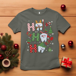 Dentist Christmas Ho Ho Ho Funny Tooth Dental T Shirt TS09 Military Green Print Your Wear