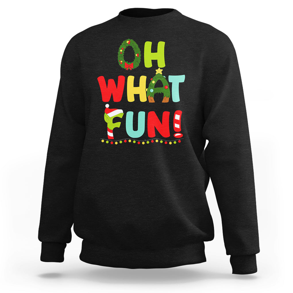 Oh What Fun Christmas Tree Candy Cane Sweatshirt TS09 Ice Gray Printyourwear