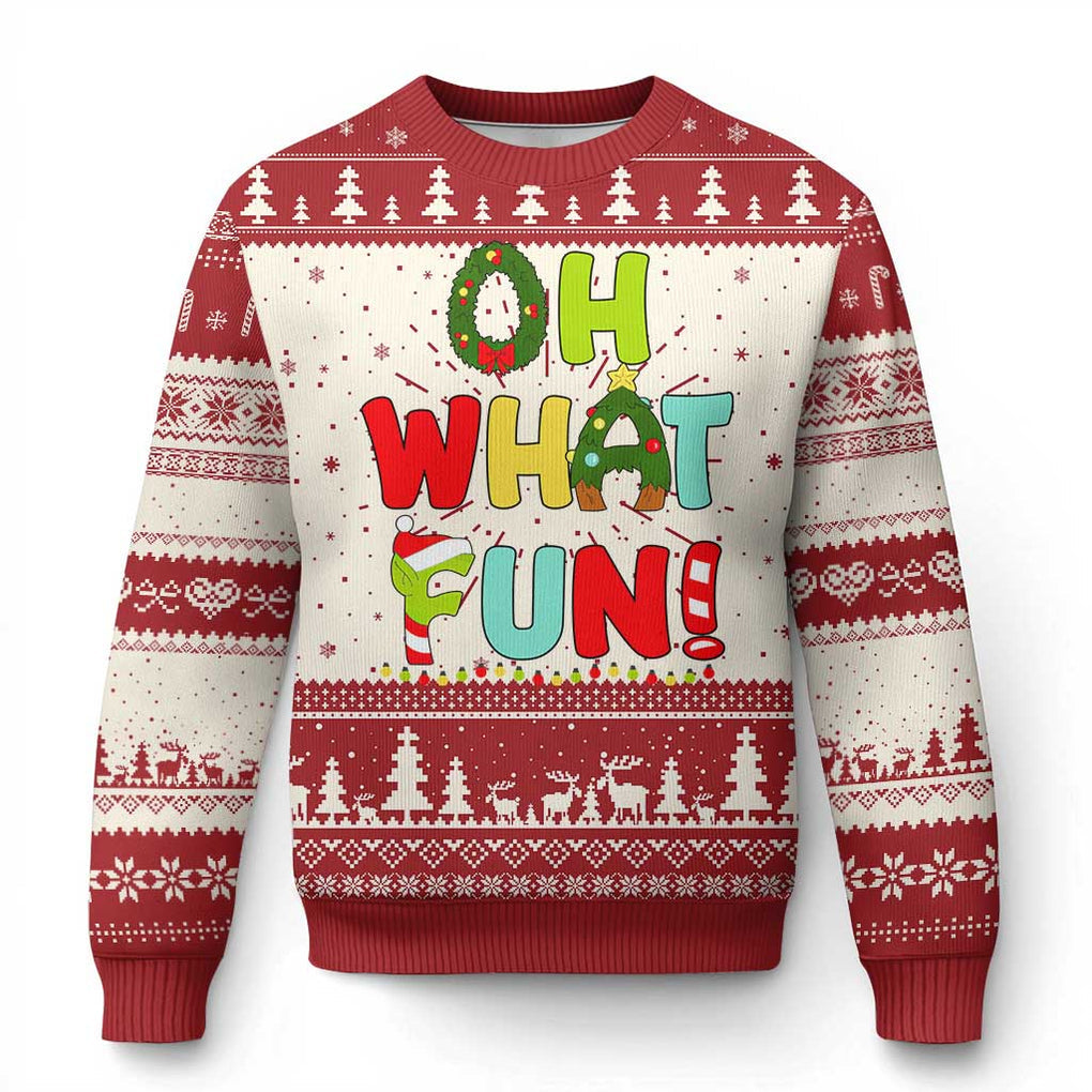 Oh What Fun Xmas Candy Cane Ugly Christmas Sweater TS09 Red Print Your Wear