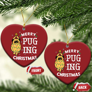 Funny Merry Pugging Christmas Dog Pugmas Pug Christmas Ornament TS09 Heart Red Print Your Wear