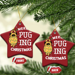 Funny Merry Pugging Christmas Dog Pugmas Pug Christmas Ornament TS09 Star Red Print Your Wear